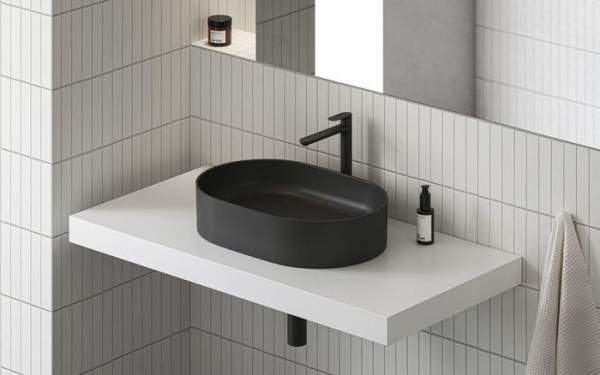 Умывальник CERAMIC 550 O SLIM черный матовый. Фото 2