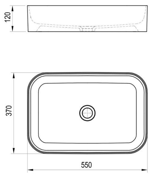 Умывальник CERAMIC 550 R SLIM черный матовый. Фото 2