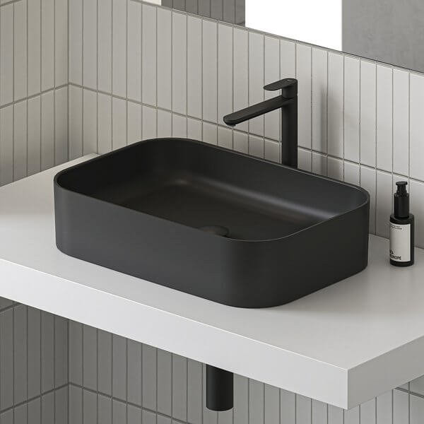 Умывальник CERAMIC 550 R SLIM черный матовый. Фото 3
