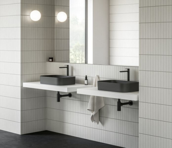 Умывальник CERAMIC 550 R SLIM черный матовый. Фото 5