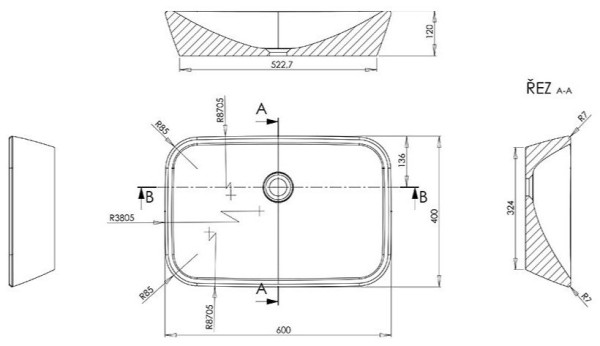 Умывальник Ceramic 600 R белый. Фото 2