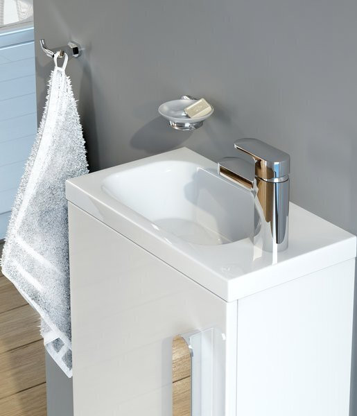 Умывальник CHROME 400 левый белый с отверстием. Фото 6