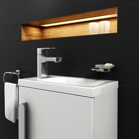 Умывальник CHROME 400 правый белый с отверстием. Фото 2