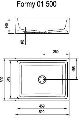 Умывальник FORMY 01 500 D белый без перелива. Фото 3