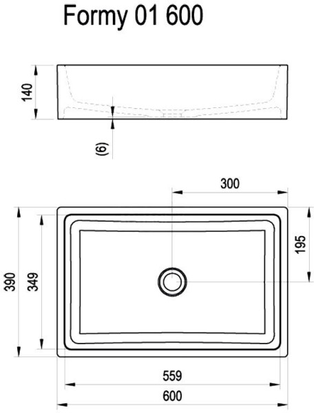 Умывальник FORMY 01 600 D белый без перелива. Фото 4