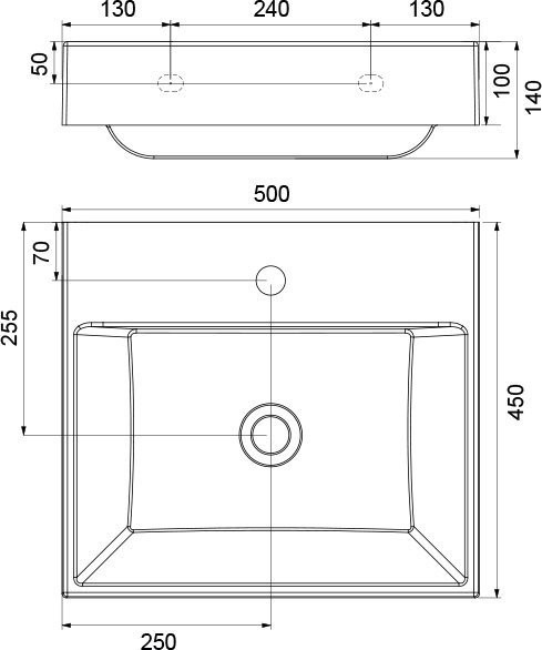Умывальник NATURAL 500 без перелива. Фото 3