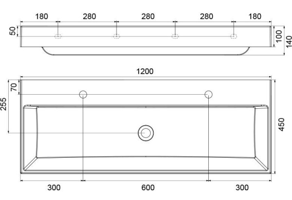 Умывальник NATURAL DUO 1200 без перелива. Фото 2