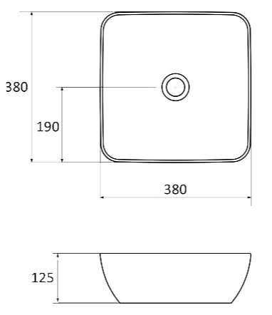 Умывальник UNI 380 S SLIM керамический белый. Фото 2