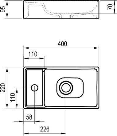 Умывальник VEDA SLIM 400 керамический белый. Фото 2