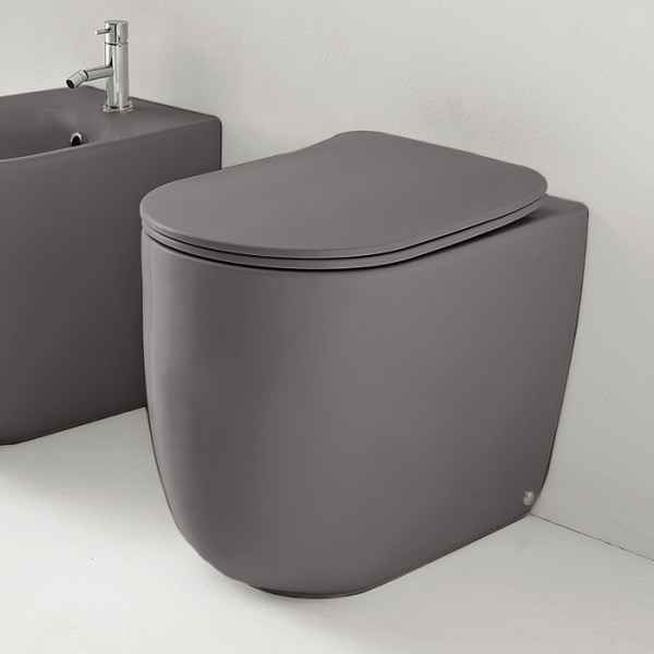 Унитаз безободковый пристенный 55х35 см, с креплениями WB5N, цвет: Ferro matt. Фото 1