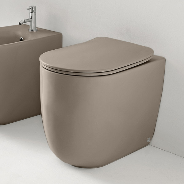 Унитаз безободковый пристенный 55х35 см, с креплениями WB5N, цвет: Коричневый орех. Фото 1