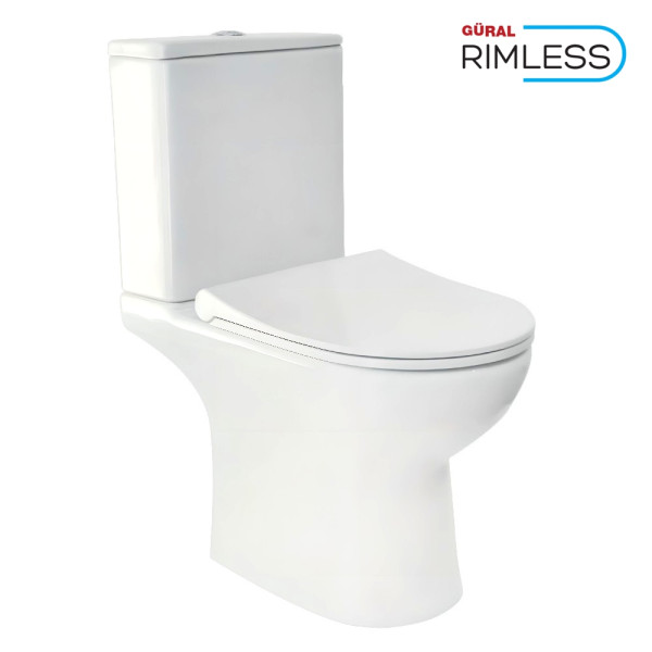 Унитаз компакт безободковый GURAL Tria Slim с Soft Close TR04KLZ01-SL&TR02RZV01. Фото 1