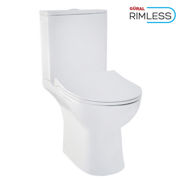 Унитаз компакт безободковый GURAL Tria Slim с Soft Close TR24KLZ01-SL&TR02RZV01. Фото 1
