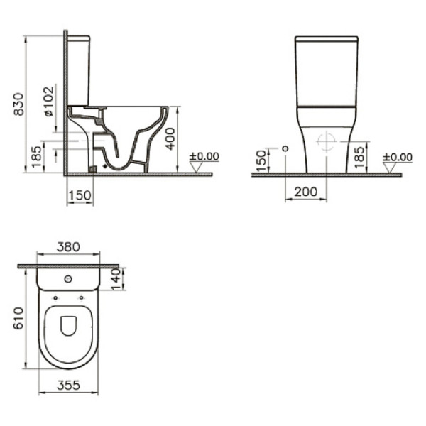 Унитаз-компакт OPADIRIS Палермо OS24721 безободковый, сиденье дюропласт, крышка бачка керамика. Фото 2