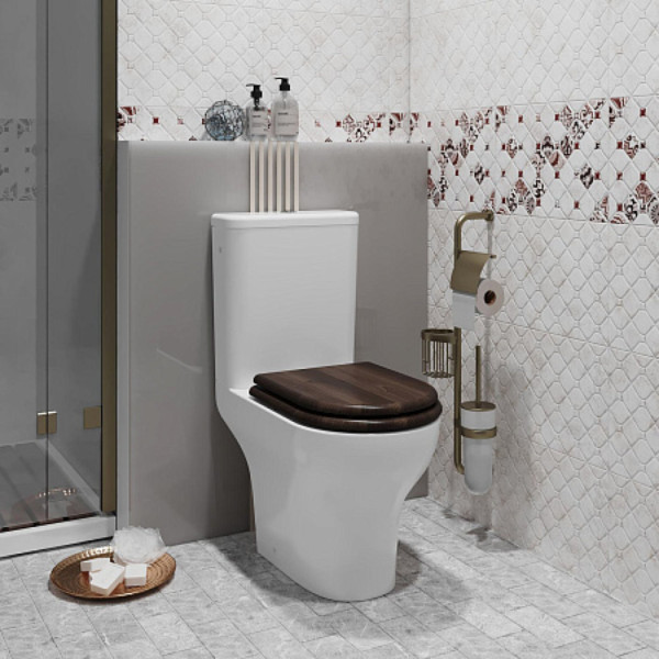 Унитаз-компакт OPADIRIS Палермо OS24722A безободковый, сиденье антикварн.орех, крышка бачка керамика. Фото 3