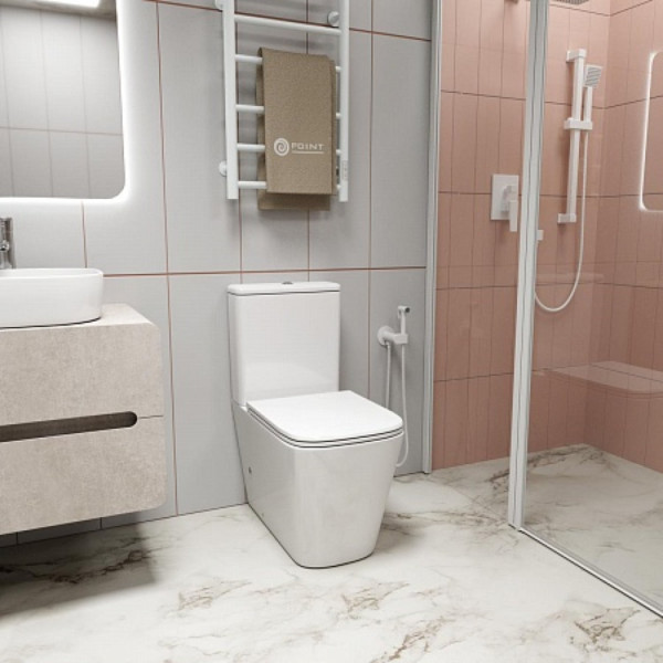 Унитаз-компакт Point Ника безободковый, белый, сиденье дюропласт микролифт быстросъем., PN42081. Фото 7