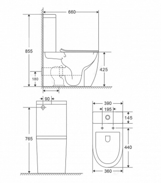 Унитаз-компакт Point Сатурн безободковый, белый, сиденье дюропласт микролифт быстросъем., PN42901. Фото 2