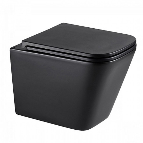 Унитаз Lemark FLOREX подвесной, безободковый, сиденье микролифт,смыв вихревой Торнадо 3.0, черн мато. Фото 1