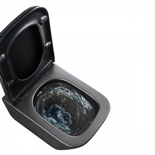 Унитаз Lemark FLOREX подвесной, безободковый, сиденье микролифт,смыв вихревой Торнадо 3.0, черн мато. Фото 10