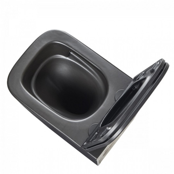 Унитаз Lemark FLOREX подвесной, безободковый, сиденье микролифт,смыв вихревой Торнадо 3.0, черн мато. Фото 11