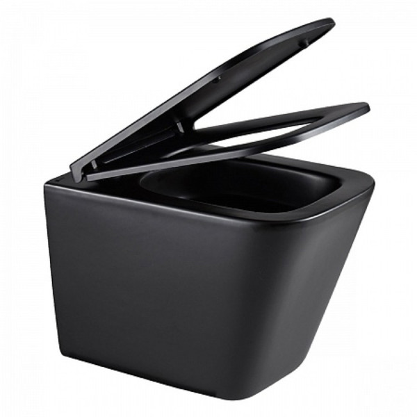 Унитаз Lemark FLOREX подвесной, безободковый, сиденье микролифт,смыв вихревой Торнадо 3.0, черн мато. Фото 2