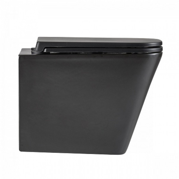 Унитаз Lemark FLOREX подвесной, безободковый, сиденье микролифт,смыв вихревой Торнадо 3.0, черн мато. Фото 3