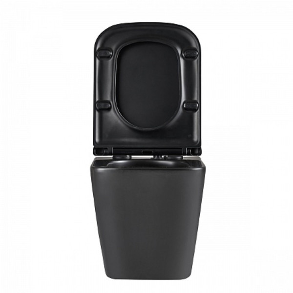 Унитаз Lemark FLOREX подвесной, безободковый, сиденье микролифт,смыв вихревой Торнадо 3.0, черн мато. Фото 5