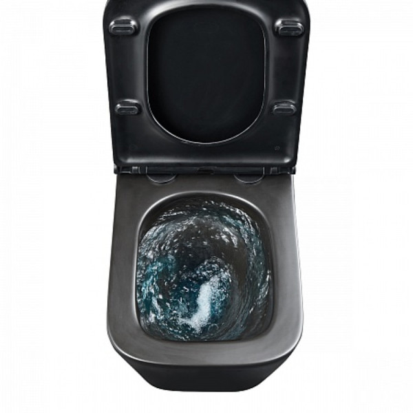 Унитаз Lemark FLOREX подвесной, безободковый, сиденье микролифт,смыв вихревой Торнадо 3.0, черн мато. Фото 8