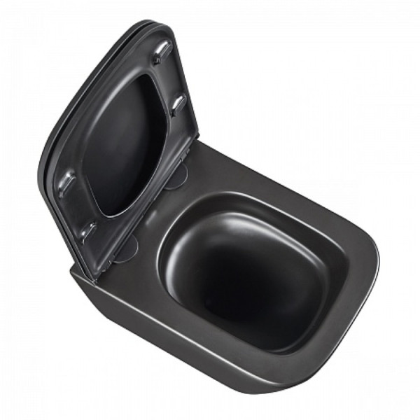 Унитаз Lemark FLOREX подвесной, безободковый, сиденье микролифт,смыв вихревой Торнадо 3.0, черн мато. Фото 9