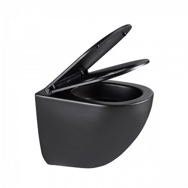 Унитаз Lemark GLAZER подвесной, безободковый,  сиденье микролифт, смыв вихревой Торнадо 3.0,черн мат. Фото 2