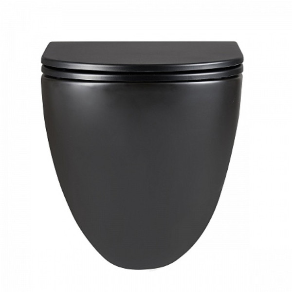 Унитаз Lemark GLAZER подвесной, безободковый,  сиденье микролифт, смыв вихревой Торнадо 3.0,черн мат. Фото 4