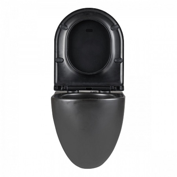 Унитаз Lemark GLAZER подвесной, безободковый,  сиденье микролифт, смыв вихревой Торнадо 3.0,черн мат. Фото 5