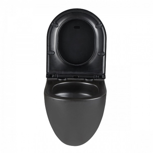 Унитаз Lemark GLAZER подвесной, безободковый,  сиденье микролифт, смыв вихревой Торнадо 3.0,черн мат. Фото 6