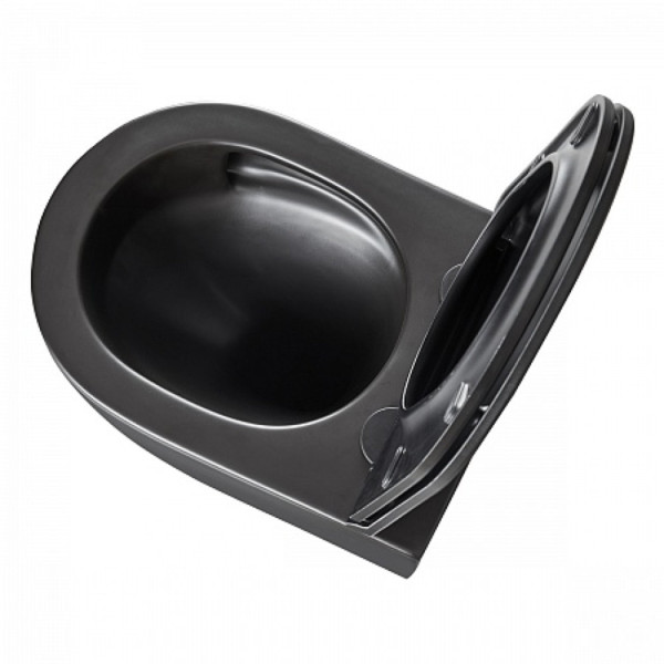 Унитаз Lemark GLAZER подвесной, безободковый,  сиденье микролифт, смыв вихревой Торнадо 3.0,черн мат. Фото 7