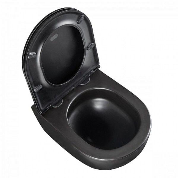 Унитаз Lemark GLAZER подвесной, безободковый,  сиденье микролифт, смыв вихревой Торнадо 3.0,черн мат. Фото 8