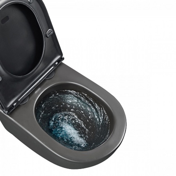 Унитаз Lemark GLAZER подвесной, безободковый,  сиденье микролифт, смыв вихревой Торнадо 3.0,черн мат. Фото 9