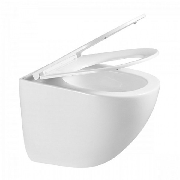 Унитаз Lemark GLAZER подвесной, безободковый, сиденье микролифт,смыв вихревой Торнадо 3.0, бел гляне. Фото 2