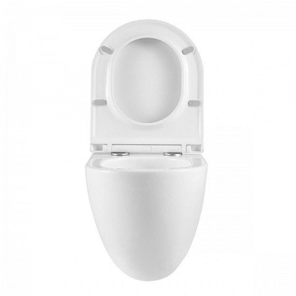 Унитаз Lemark GLAZER подвесной, безободковый, сиденье микролифт,смыв вихревой Торнадо 3.0, бел гляне. Фото 5