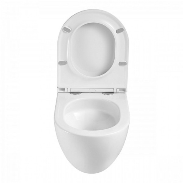 Унитаз Lemark GLAZER подвесной, безободковый, сиденье микролифт,смыв вихревой Торнадо 3.0, бел гляне. Фото 6