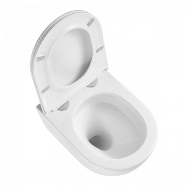 Унитаз Lemark GLAZER подвесной, безободковый, сиденье микролифт,смыв вихревой Торнадо 3.0, бел гляне. Фото 9