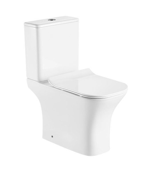 Унитаз напольный Azario FRETTA SQUARE 650х340х770 безободковый с бачком и сиденьем микролифт (AZ-1215 + AZ-1216). Фото 1