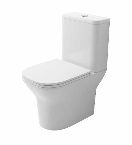 Унитаз напольный Azario Iris 380х600х775 безободковый в комплекте с арматурой GEBERIT, сиденье микролифт (AZ-8353 GB). Фото 1