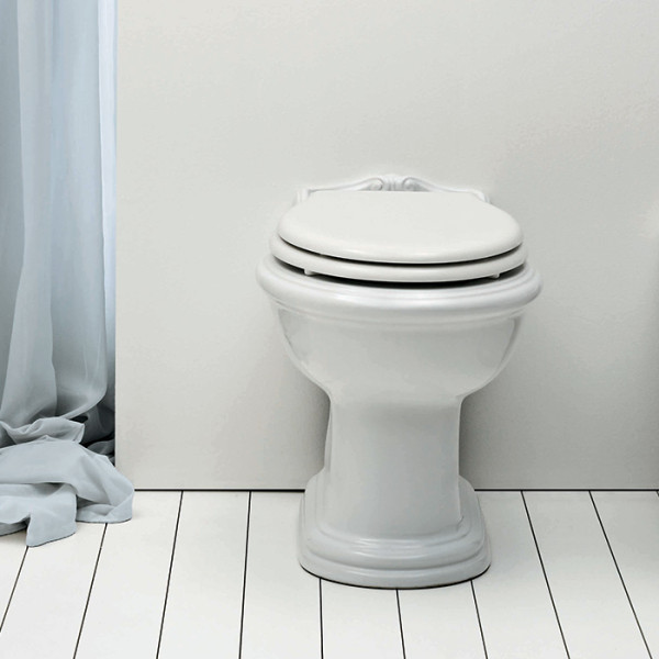 Унитаз напольный приставной 59х40см слив универсальный, цвет: белый. Фото 1