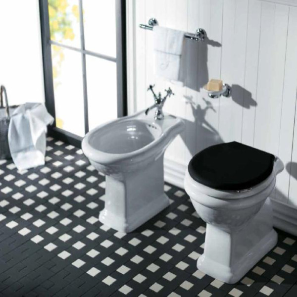 Унитаз напольный с выпуском в стену 38,5х58см, цвет: белый. Фото 1