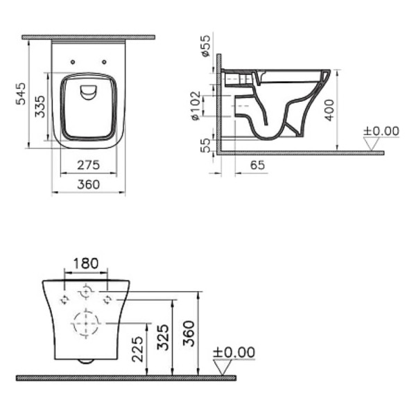 Унитаз подвесной OPADIRIS Кантара OS74711 безободковый, сиденье дюропласт. Фото 2