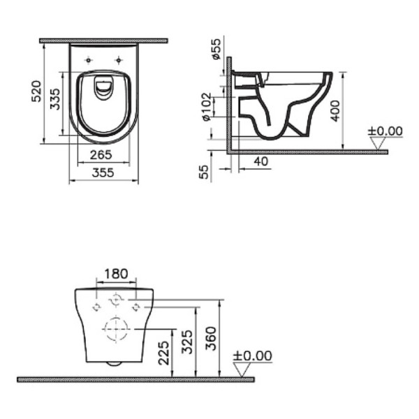 Унитаз подвесной OPADIRIS Лоренцо OS41712N безободковый, сиденье светлый орех. Фото 2