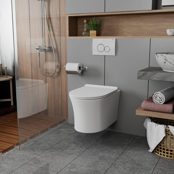 Унитаз подвесной Point Вега безободковый, белый, сиденье дюропласт микролифт быстросъем., PN41711. Фото 6