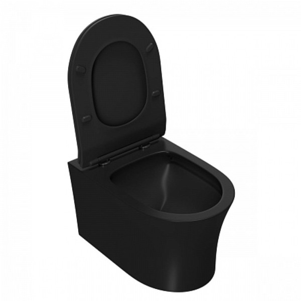 Унитаз подвесной Point Вега безободковый, черн мат сиденье дюропласт микролифт быстросъем PN41711BM. Фото 3