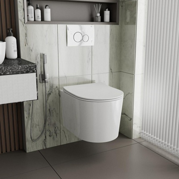 Унитаз подвесной Point Веста безободковый, белый, сиденье дюропласт микролифт быстросъем., PN41701. Фото 6