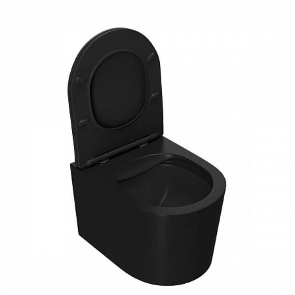 Унитаз подвесной Point Веста безободковый, черн мат сиденье дюропласт микролифт быстросъем PN41701BM. Фото 3
